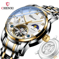 CHENXI Men Wristwatch Automatic Mechanical Waterproof Sport Original Male Clock Top Brand Luxury Hollow Tourbillon Watch 8870