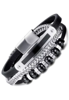 Trendyshop 型男磁扣編織皮手環