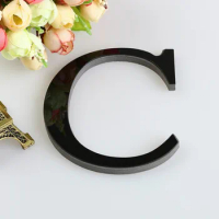 #15cm Home Decor Black Decorative Letters 26 Letters DIY 3D Mirror Acrylic Wall Sticker Wall Art Home Decoration Accessories