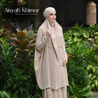 HIJABERLIN - Aisyah Khimar Set Dessert Nude - Abaya Set Khimar Rok Syari Wanita Haji Umroh