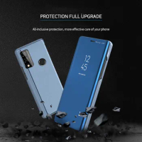 50Pcs/Lot Smart Mirror Flip Case For Huawei P Smart 2021 Y7A Y9A Mate 40 Pro Nova 8SE Honor 10X Lite Wallet Stand Cover