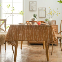 Yi Manqi Yun Tablecloth Orange Floral Print Pastoral Cotton Linen Table Cover Wholesale Home Use Cov