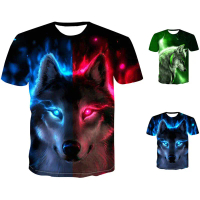 Summer Trendy 3D Hell Ghost Wolf Print Men's T Shirt Loose Oversize O-neck Short Sleeve Cool Streetw