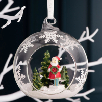 【愛爾蘭 Galway】聖誕老人與花圈鏤空玻璃吊球／吊飾／掛飾／裝飾(絕版品限量4件)
