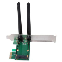 For PC Wireless Card Wifi Mini PCI-E Express To PCI-E Adapter With 2 Antenna External Durable Easy Install Easy To Use