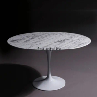 Natural Marble Ellipse Dining Table Designer Dining Table Oval Marble Italian Modern Light Luxury