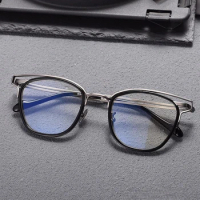 Fashionable Personality Premium Acetate Titanium Frame Reinforce Oval Eyeglasses Vintage Unisex Ultra-light High Quality Glasses
