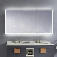 Bathroom Smart Bathroom Cabinet Mirror Cabinet Toilet Locker with Mirror with Light Defogging Storage Cabinet Rack
