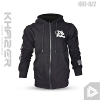 KHAZER Hoodie Zipper Full Black The Passion Off Racing White Distro Cowok Hitam Sweater Tebal Katun 