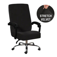Solid Color Stretch Velvet Gaming Chair Cover Jacquard Swivel Boss Computer Chair Cover for Office Bar Elastic Armchair Cover