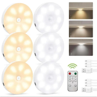 Hot-Selling Small UFO Three-Color Remote Control Sensor Night Light for Wine Cabinet, Wardrobe, Stai