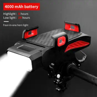 1PCS 4-in-1 Mobile Phone Holder Headlight Horn Convenient Portable Bicycle USB Charging Light Bicycle Accessories Dropshipping