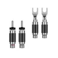 4Pcs Furutech Speaker Cable Banana Plug Carbon Fiber Rhodium Plated HiFi Audio Adapter Y Spade Conne