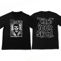 Kaos band Misfits I waint Your Skull Black 100% cotton combad 24s kain katun lembut baju distro kaos