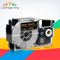 Printer Ribbon XR-24BKG Gold on Black 24mm Labeling Tape for Casio KL-G2 CWL300 KL430 KL820 KL7000 KL7200 EZ- Serial Label Maker