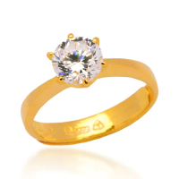 【福西珠寶】買一送珠寶盒9999黃金戒指 經典六爪鑽戒(金重：1.28錢+-0.03錢)