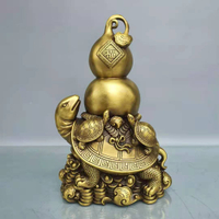 純銅金錢母子龍龜福葫蘆客廳家居裝飾品擺設黃銅龍龜葫蘆桌面擺件