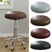 35-45cm PU Leather Bar Stool Cover Waterproof Round Chair Cover Dining Chair Protector Seat Slipcover for Home Wedding Banquet