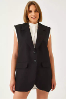 Bianco Lucci Women's Shirt Detail Long Vest 60356 60271016