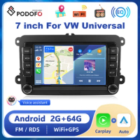 Podofo 2din Android Car Radio For VW 7''Touch Screen Car GPS Stereo Wireless Carplay Android auto Bluetooth FM Upgrade System