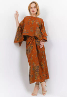 Batik Kedu Setelan Batik Wanita One Set Doby Motif Kedu 03 Orens / Baju Kondangan / Pesta / Baju Kan