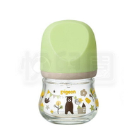 PIGEON 貝親 設計款母乳實感玻璃奶瓶80ml (熊/綠)【悅兒園婦幼生活館】