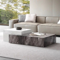 Luxury Modern Coffee Table Home Living Room Unique Coffee Table Platform Rectangular Stone Topper Italian Couchtisch Room Decor