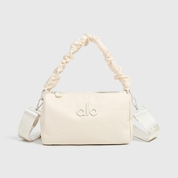 Alo Composite Boston Barrel Handbag Embossed Brand Logo Water Resistant Adjustable Shoulder Strap