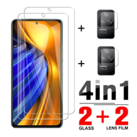 4in1 Tempered Glass Case For Xiaomi Poco F4 5G 6.67" Camera Protector For Poco m 4 X3 M3 F3 F4 GT m4 Pro Screen Protective Film