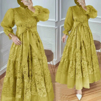 Terlaris  Gamis organza / Gamis Brukat Organza/ Pakaian Muslimah Kondangan Panjang Cantik gamis hita