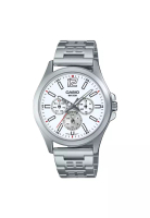 CASIO Men's Analog Watch MTP-E350D-7BV Silver Stianless Steel Band Watch for men