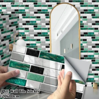 27Pcs/Pack 20x10cm Green Agate Marble Bricks PVC Self-adhesive Wall Stickers DIY Bathroom Kitchen Wall Tile Stair Sticker