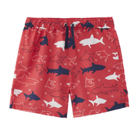 เบสิโค กางเกงขาสั้นเอวยางยืด ลายปลาฉลาม สำหรับเด็กผู้ชาย รุ่น FVDS2402LB045 สีแดง