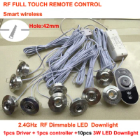 Free Shipping Mini LED Downlights 10x3W AC85-265V include RF Dimmer+Driver+Remote Controller 10pcs 3W LED Spotlight Dimmable