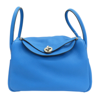 【二手名牌BRAND OFF】HERMES 愛馬仕 藍色 Taurillon牛皮 Lindy 26 Verso 肩背包 A刻 銀扣