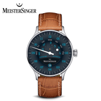 MeisterSinger 明斯特單指針 AS902B 星象錶 星藍 自動上鍊 40mm(機械錶 德國錶 星象錶)