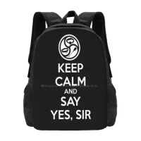 " Keep Calm And Say Yes Sir " Bdsm Kink Dom / Sub Pattern Design Bagpack School Bags Bdsm Kink Fetish Shibari Rope Bondage