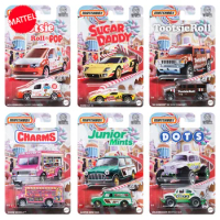 Original Mattel Matchbox Car Sugar Series Tootsie Roll Pop Charms Junior Mints Dot Set Vehicle Model Toys for Boys Birthday Gift