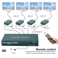 4K X 2K HDMI-compatible/USB KVM Switch Splitter 1X4 HDMI Extender 60m 1 to 4 over cat5e,cat6 RJ45 output Full HD1080p