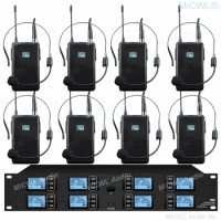 DG8000 Wireless 8 Headset Karaoke Sing Song Microphone System UHF Adjustable Frequency