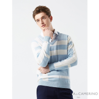 【ROBERTA 諾貝達】 秋冬男裝 藍白條紋羊毛衣-美麗諾羊毛-義大利素材 台灣製
