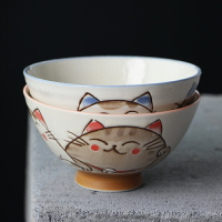 朗汀日本進口陶瓷碗 日式餐具可愛招財貓米飯碗小碗米飯碗湯碗