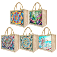 Linen Diamond Painting Clutch Reusable Diamond Painting Handbag Colorful DIY Diamond Painting Purses for Women Adults Craft