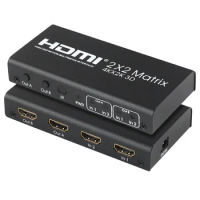 4K 2x2 HDMI Matrix 2 IN 2 OUT HDMI Switch Splitter Dual Display Screen Share Adapter for PS4 DVD Camera Laptop PC To TV Monitor