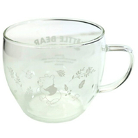 小禮堂 迪士尼 小熊維尼 日本製 耐熱玻璃馬克杯 150ml (透明花草)