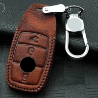 Car Genuine Leather Key Cover Wallet Bag Holder Pocket For Mercedes Benz E Class W213 E200 E260 E300 E320 Auto Accessories