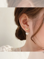 后掛式愛心耳環一款兩戴珍珠小眾精致耳釘高級感耳飾女