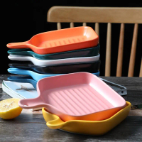 Quint Griddle Baking Tray / Piring Pegangan Keramik Panggang Gagang Grill Pan Lucu Pastel Unik Kitch
