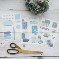 3 Sheets BLUE world Style Paper Sticker As Scrapbooking DIY Gift Packing Label Decoration Tag Party Decoration