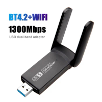 Network Card Bluetooth-compatible 4.2 Wireless USB 1300Mbps WiFi Adapter Dual Band 2.4G/5Ghz USB 3.0 WIFI Lan Adapter Dongle